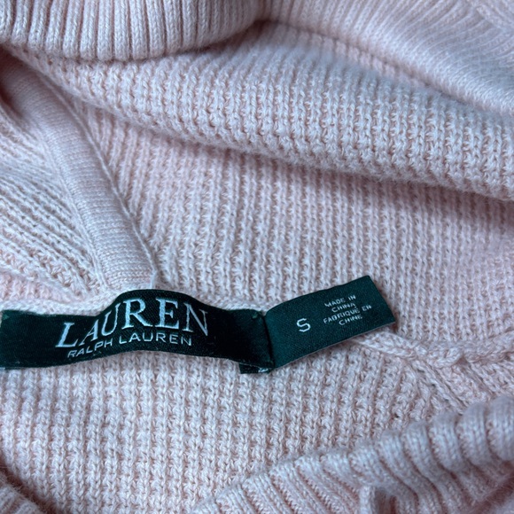 Women’s Lauren Ralph Lauren Pink Hooded Crew Neck Thermal Knit Sweater Size S - Picture 3 of 7